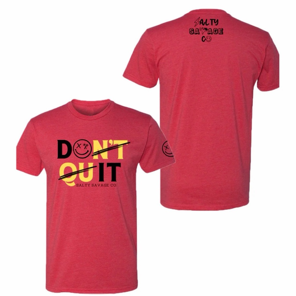 Salty Savage Co. Men's Don't Quit Graphic Red Short Sleeve Tee